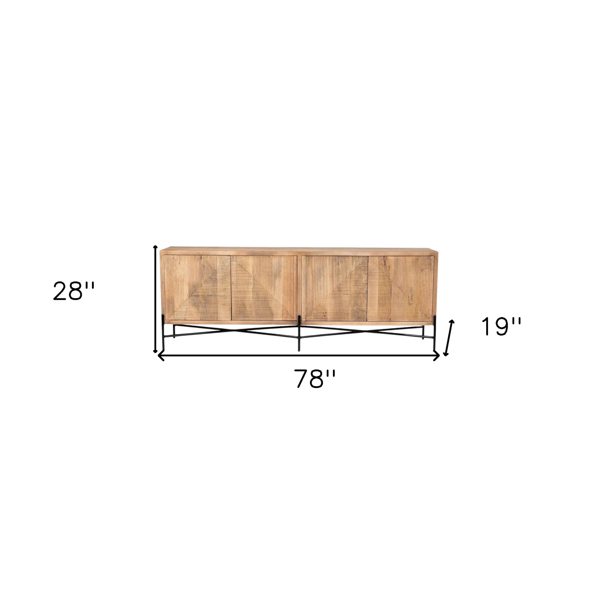 78" Brown Solid Wood Sideboard with Four Doors-Sideboards-DECOROLALA