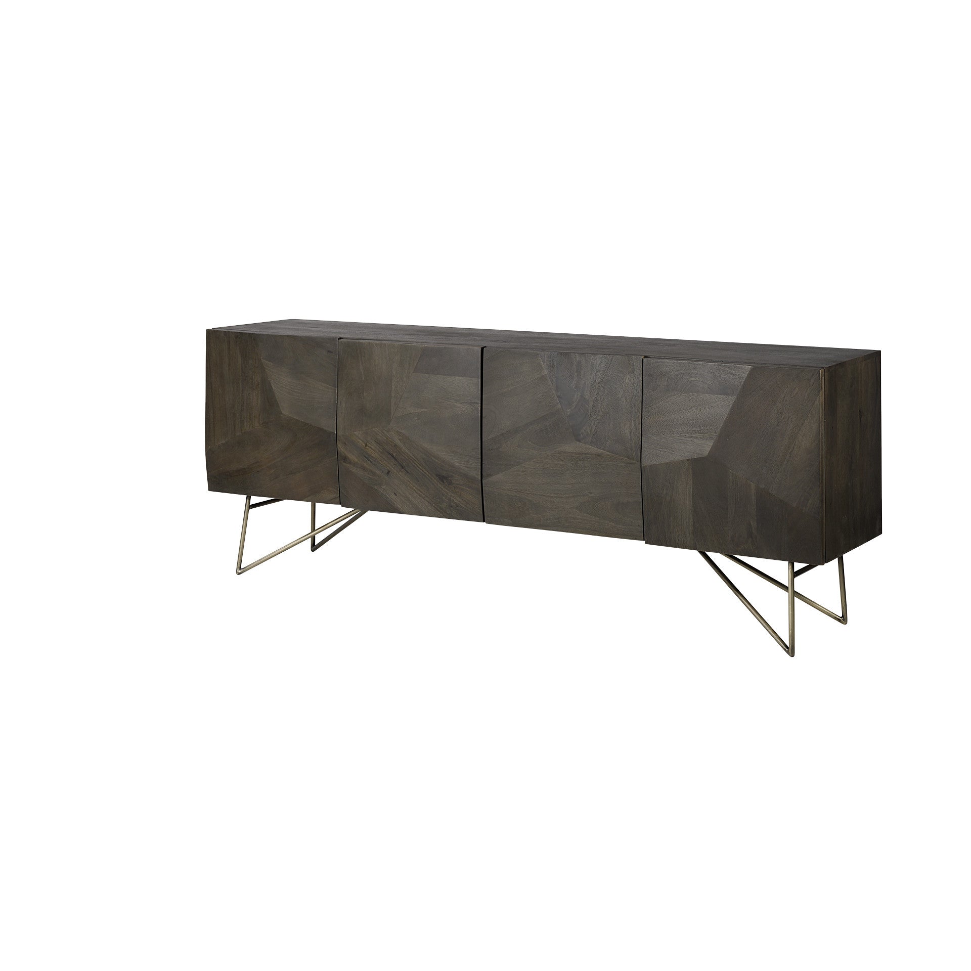 17" Dark Brown Solid Wood Sideboard with Four Doors-Sideboards-DECOROLALA