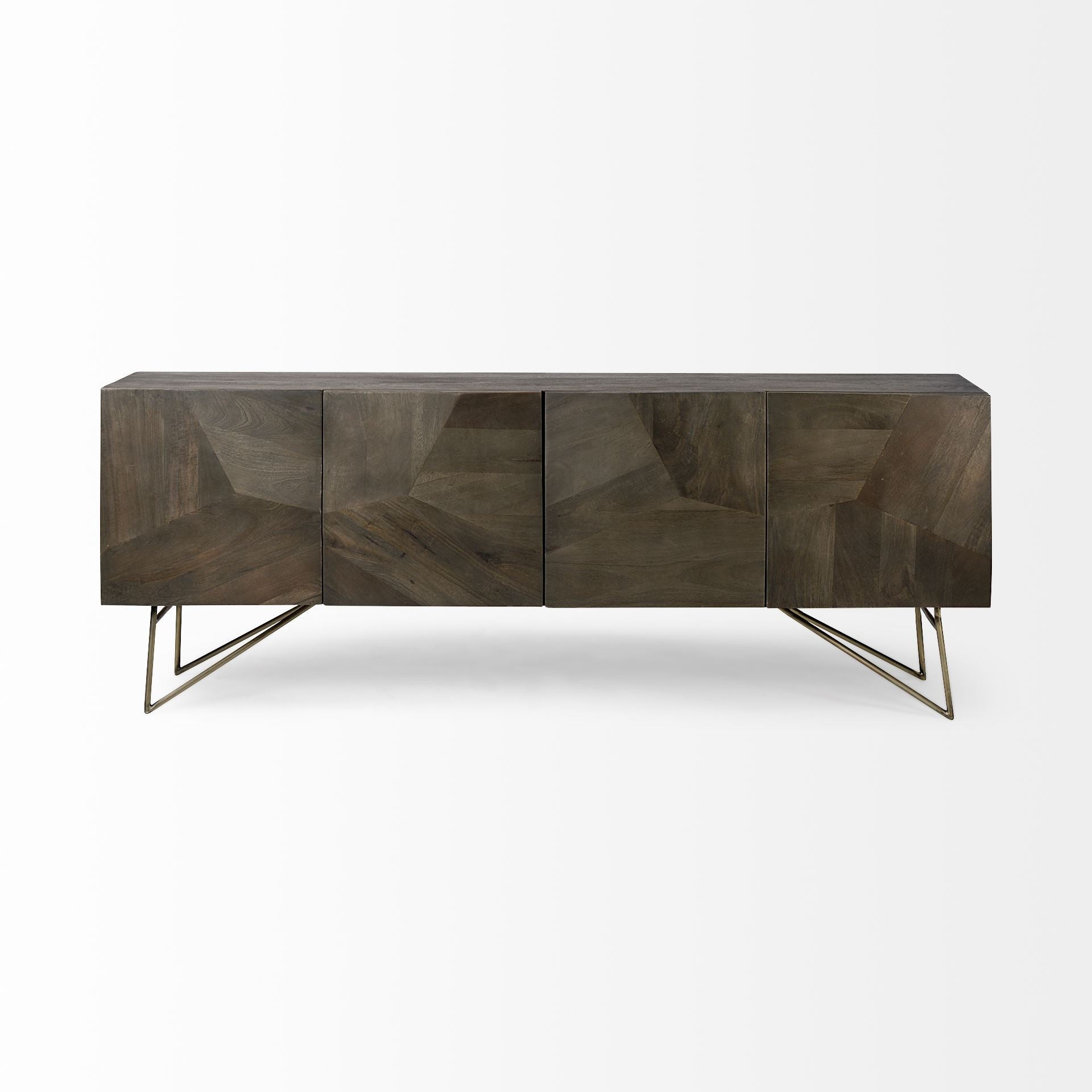 17" Dark Brown Solid Wood Sideboard with Four Doors-Sideboards-DECOROLALA