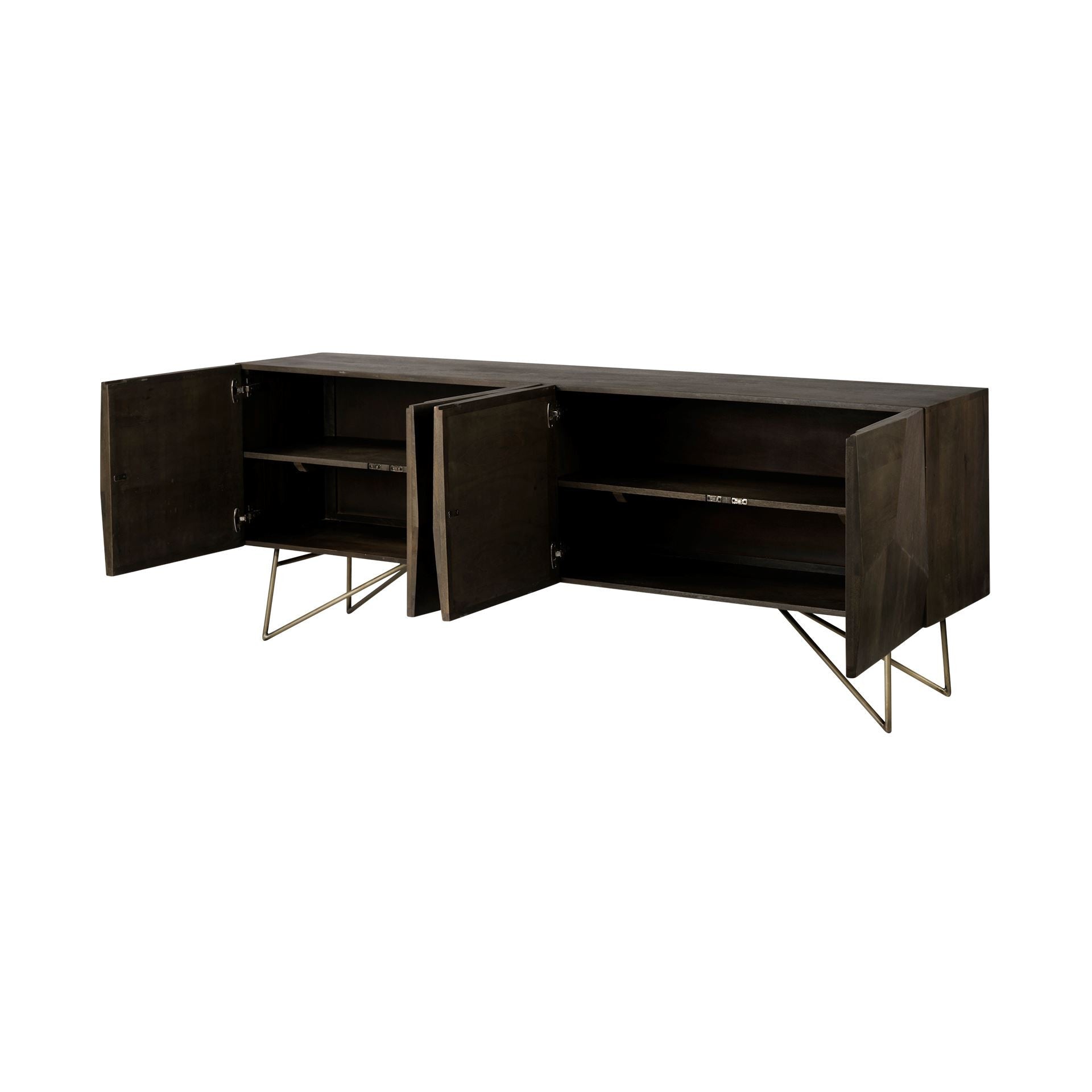 17" Dark Brown Solid Wood Sideboard with Four Doors-Sideboards-DECOROLALA