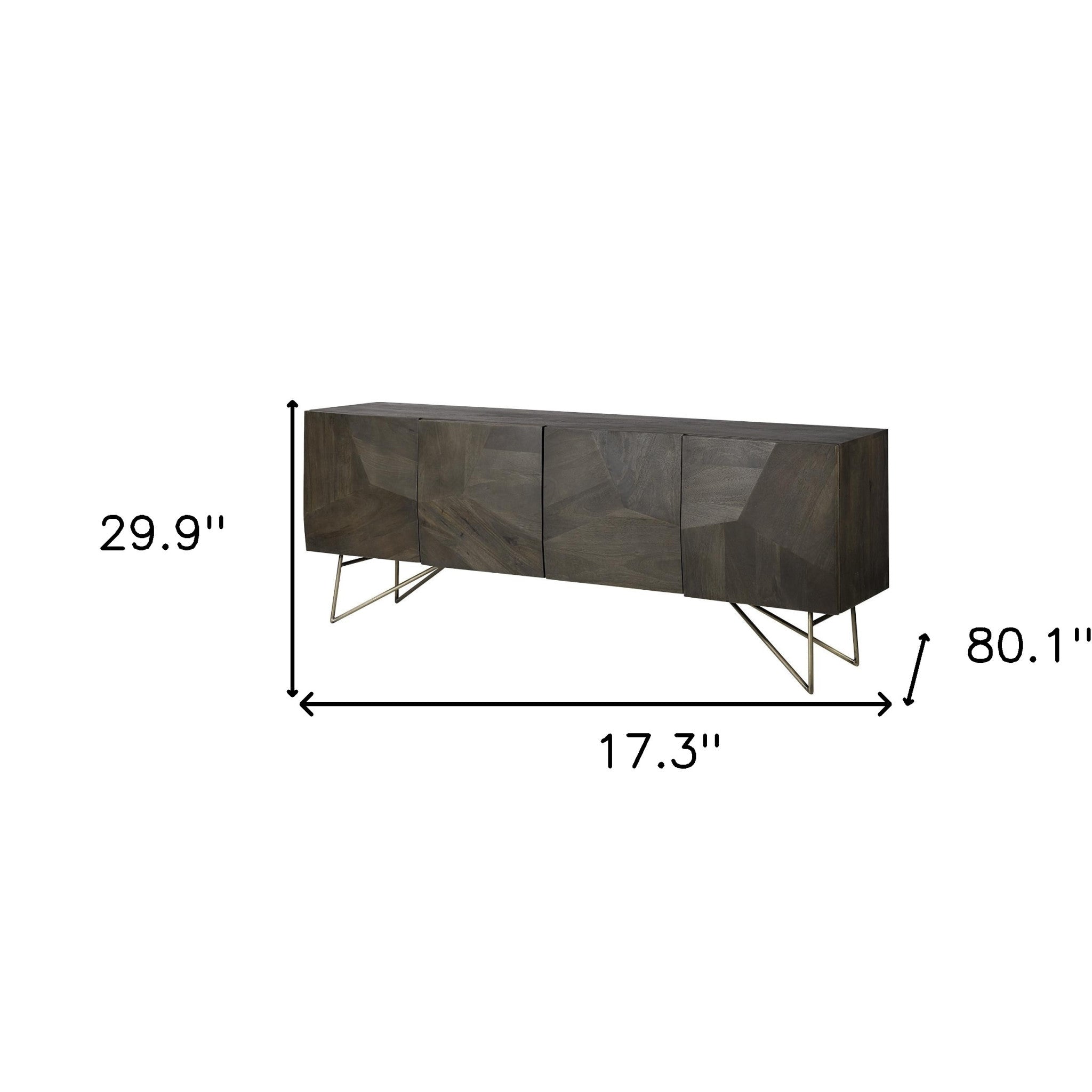 17" Dark Brown Solid Wood Sideboard with Four Doors-Sideboards-DECOROLALA