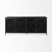 16" Black Iron Sideboard with Four Glass Doors-Sideboards-DECOROLALA
