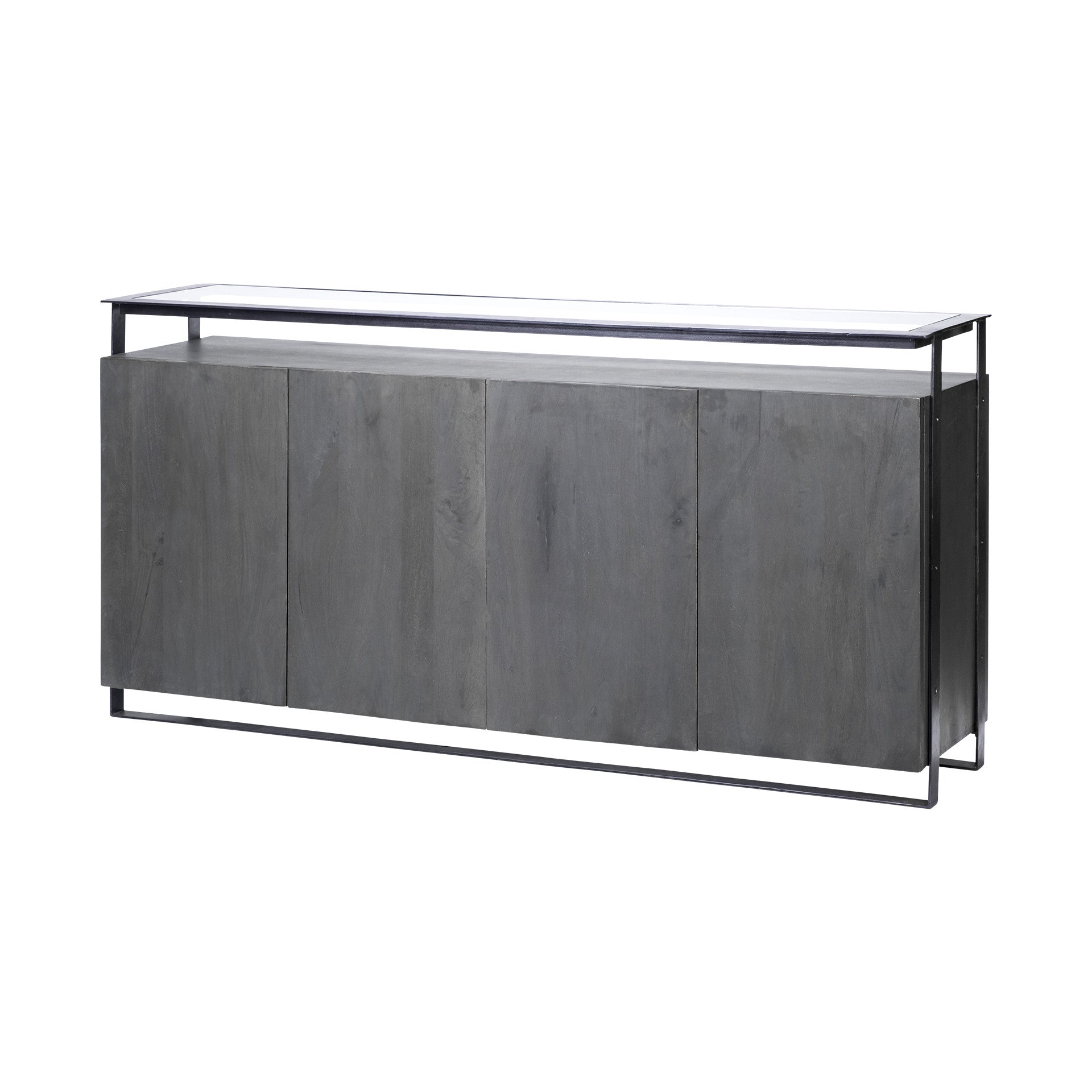 18" Black And Gray Solid Wood Sideboard-Sideboards-DECOROLALA