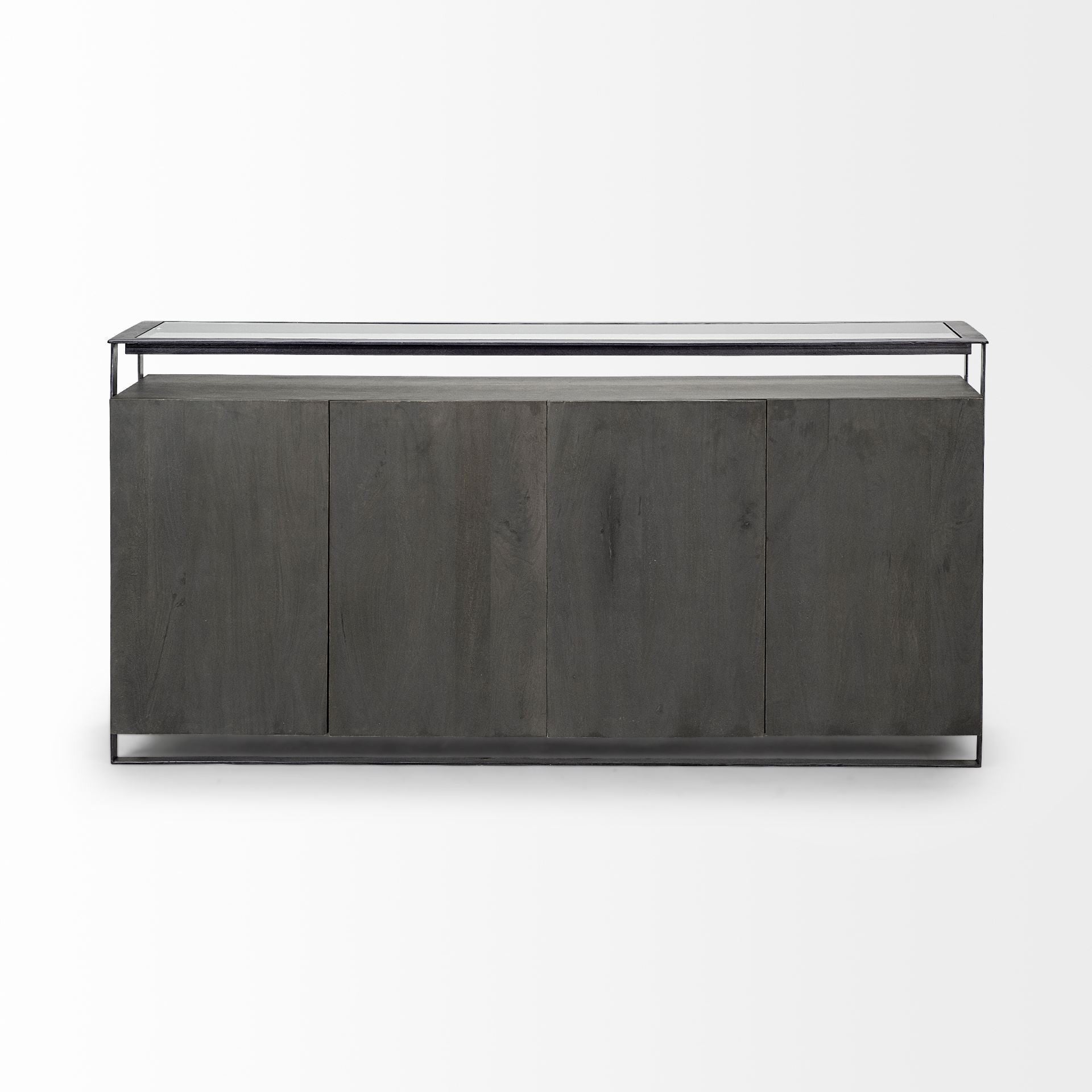 18" Black And Gray Solid Wood Sideboard-Sideboards-DECOROLALA