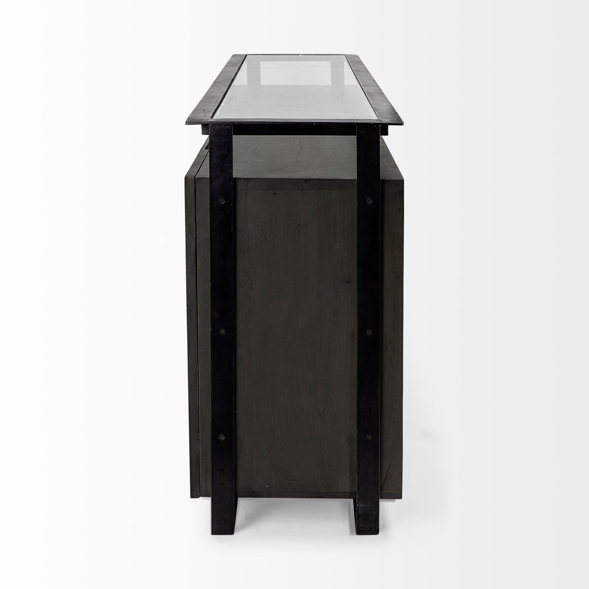 18" Black And Gray Solid Wood Sideboard-Sideboards-DECOROLALA