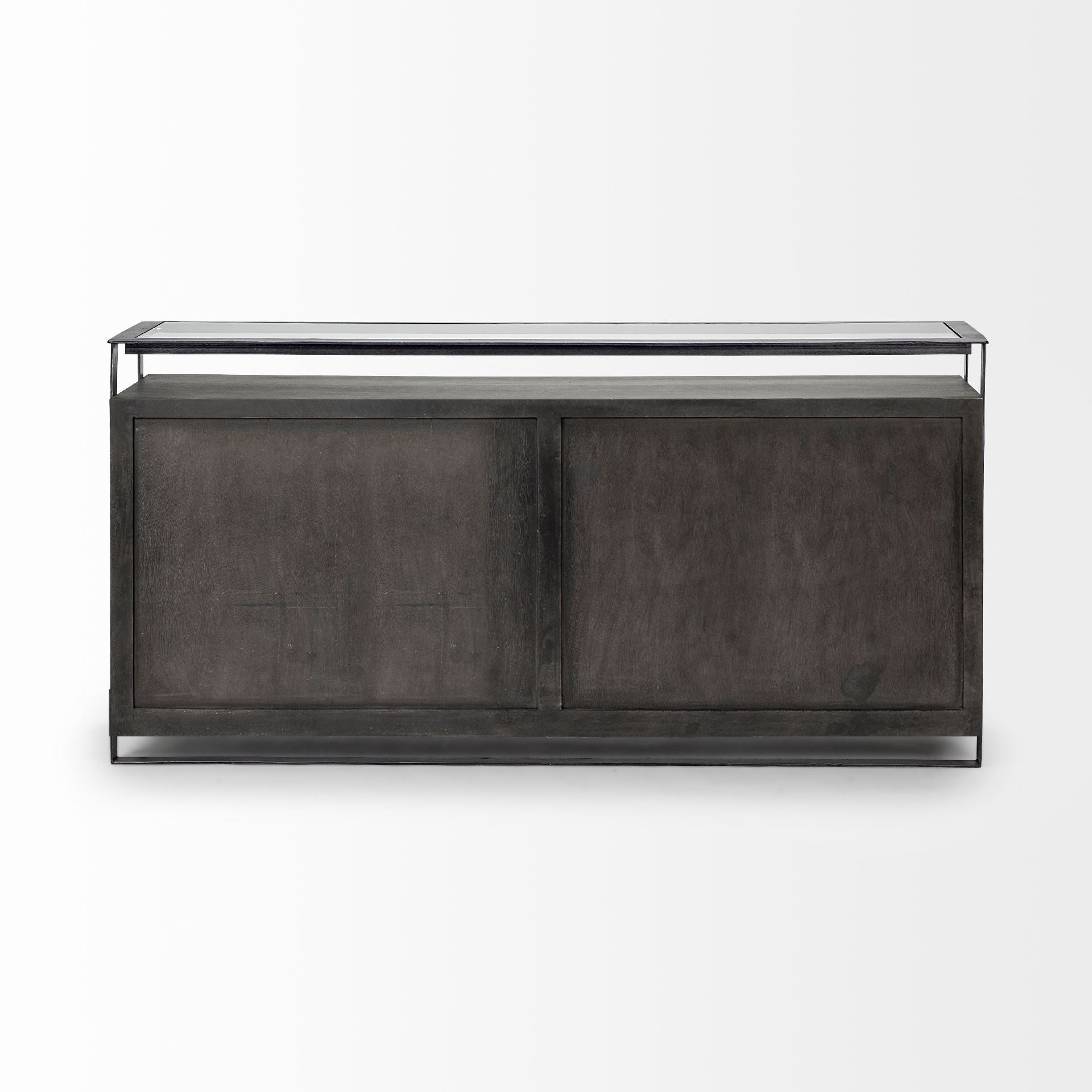 18" Black And Gray Solid Wood Sideboard-Sideboards-DECOROLALA