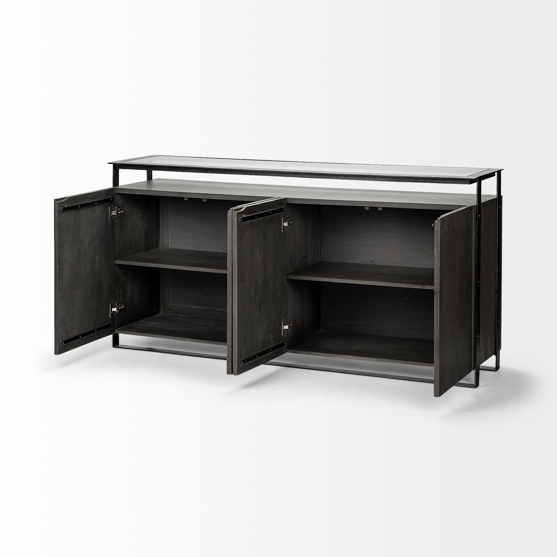 18" Black And Gray Solid Wood Sideboard-Sideboards-DECOROLALA