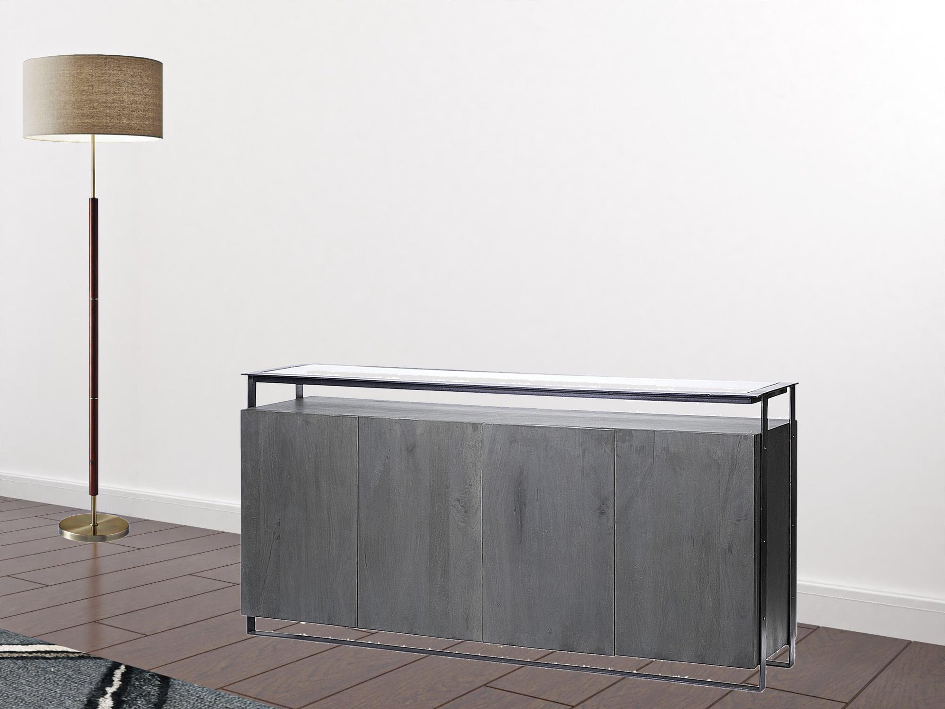 18" Black And Gray Solid Wood Sideboard-Sideboards-DECOROLALA