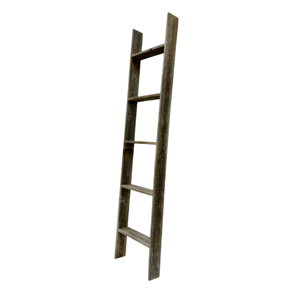 60" Gray Rustic Five Step Wood Ladder Shelf-2