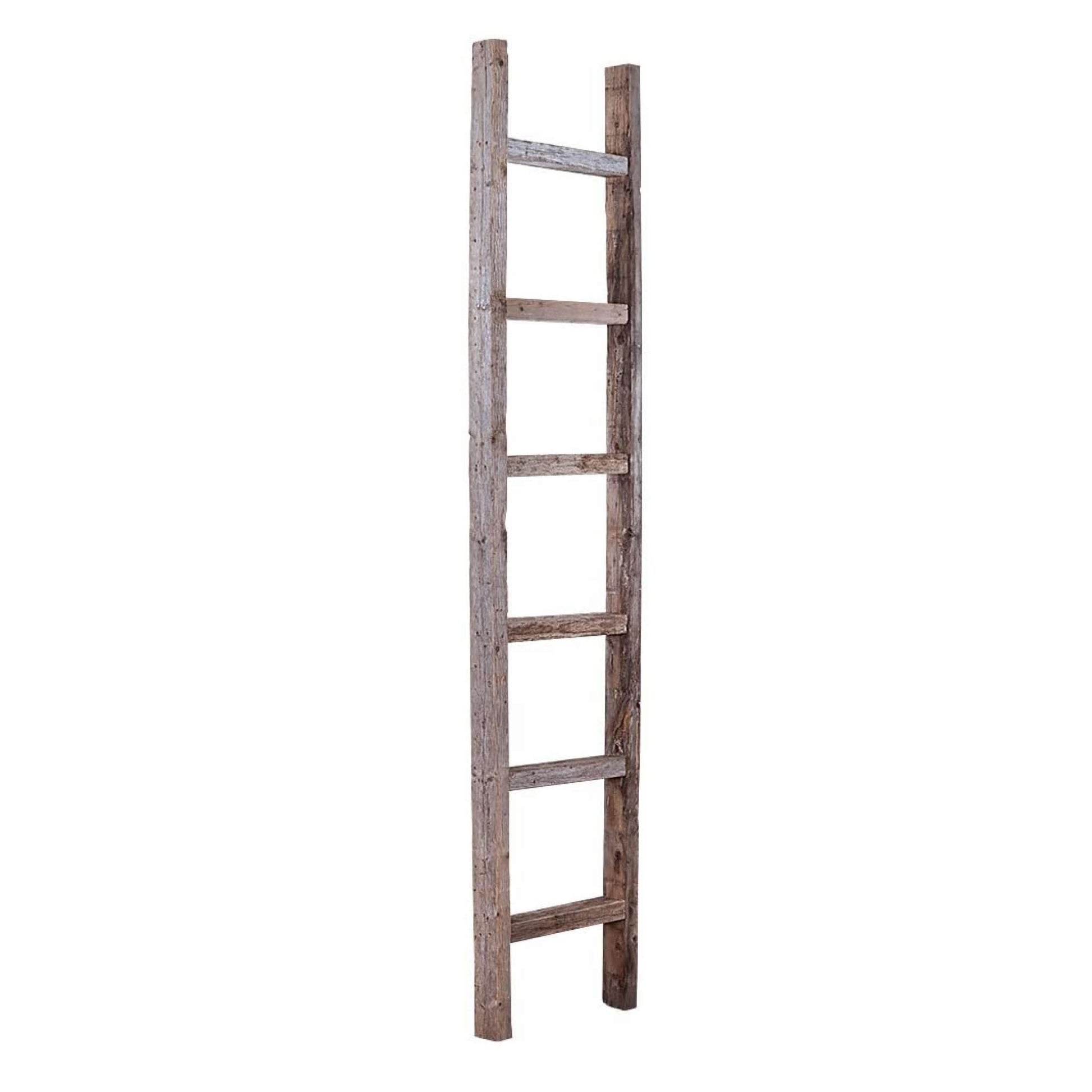 72" Gray Rustic Seven Step Wood Ladder Shelf-2
