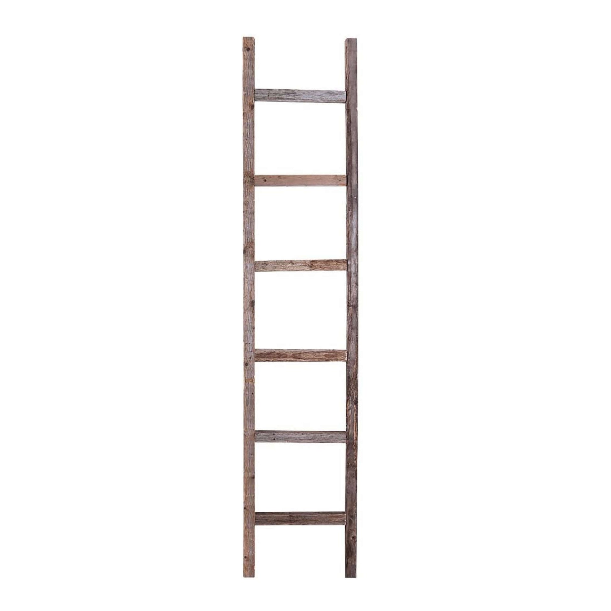 72" Gray Rustic Seven Step Wood Ladder Shelf-1