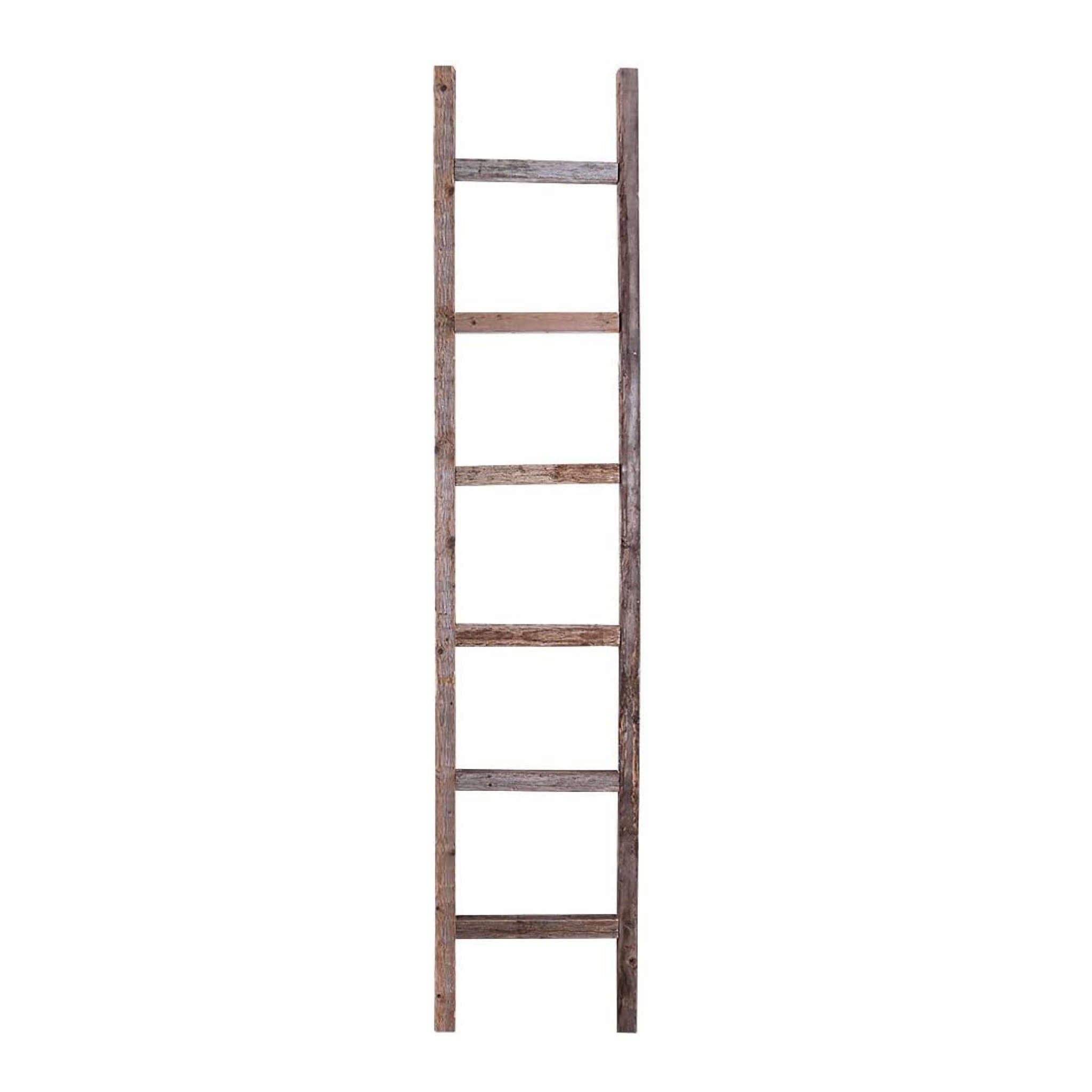 72" Gray Rustic Seven Step Wood Ladder Shelf-1