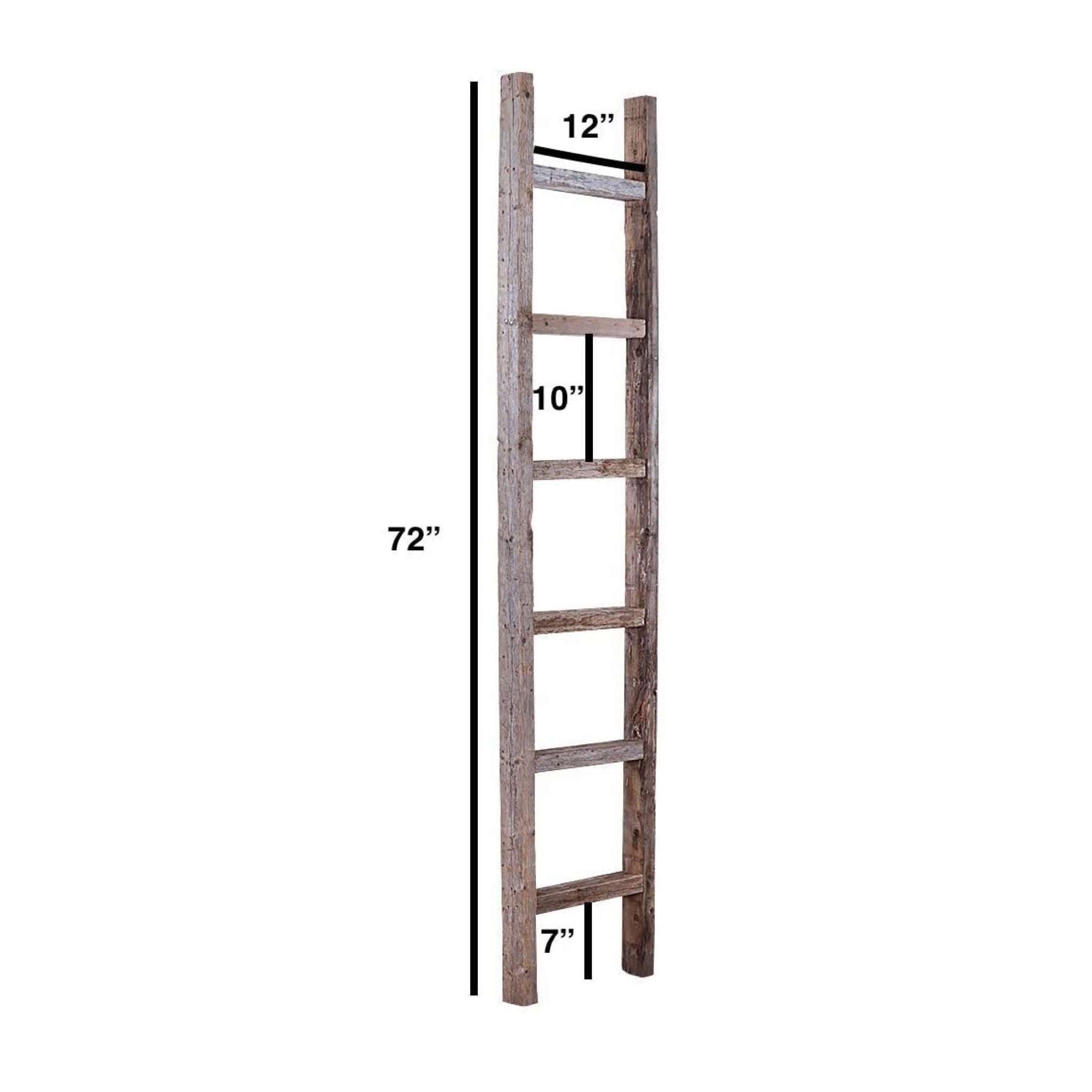 72" Gray Rustic Seven Step Wood Ladder Shelf-7