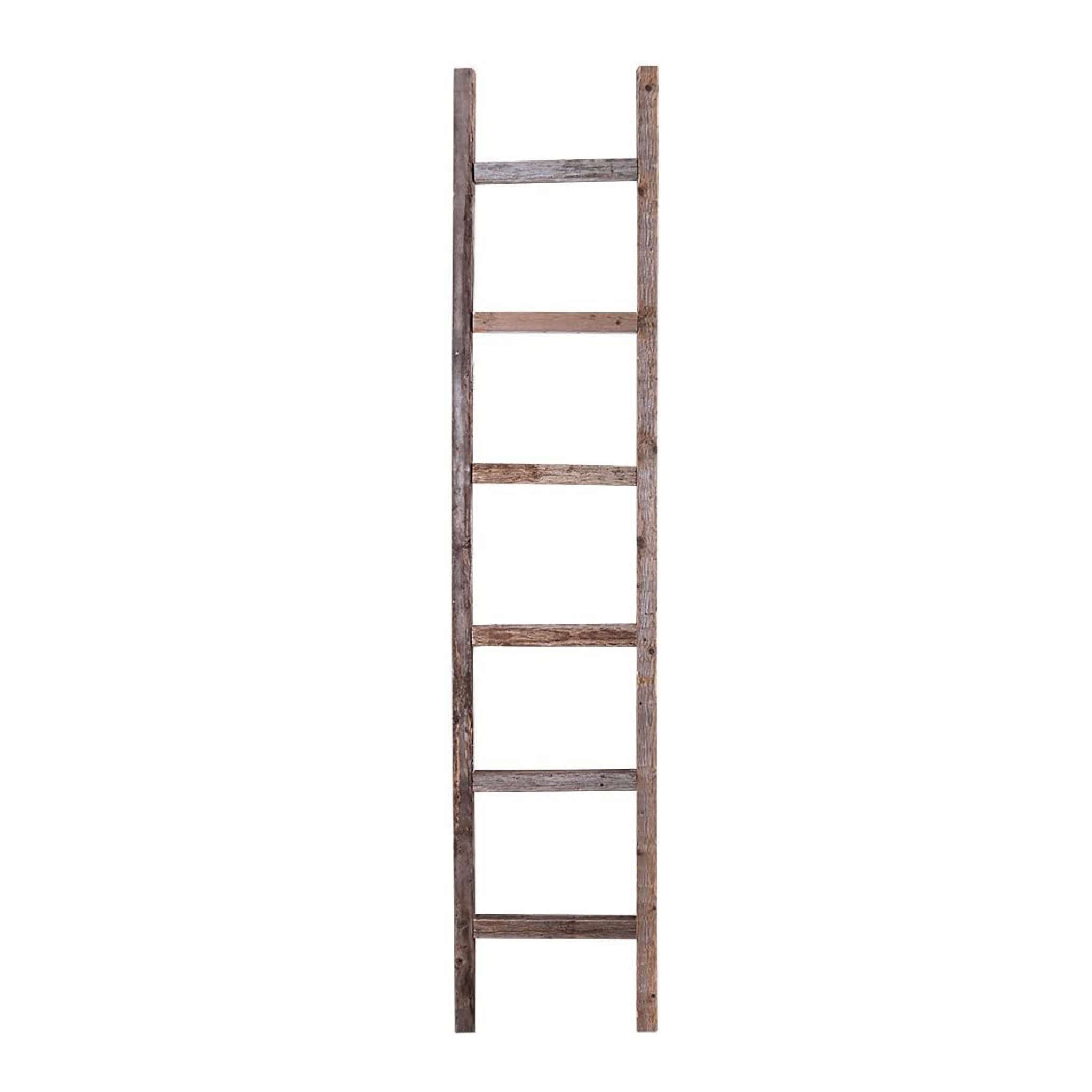 72" Gray Rustic Seven Step Wood Ladder Shelf-5