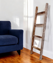 48" Gray Rustic Four Step Wood Ladder Shelf-0