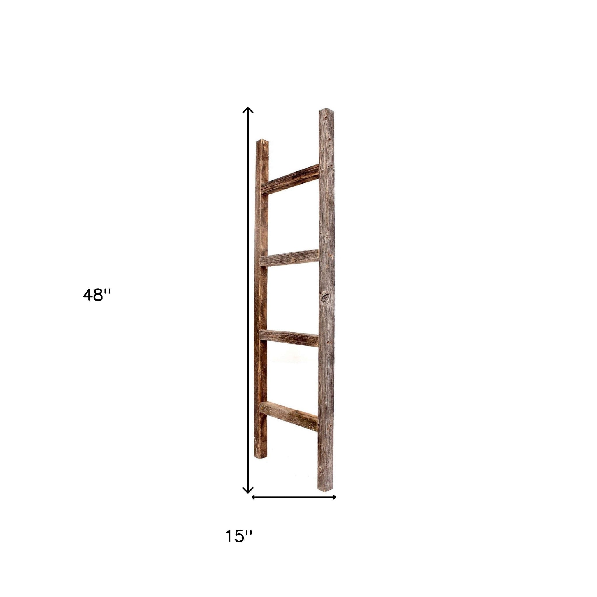 48" Gray Rustic Four Step Wood Ladder Shelf-8
