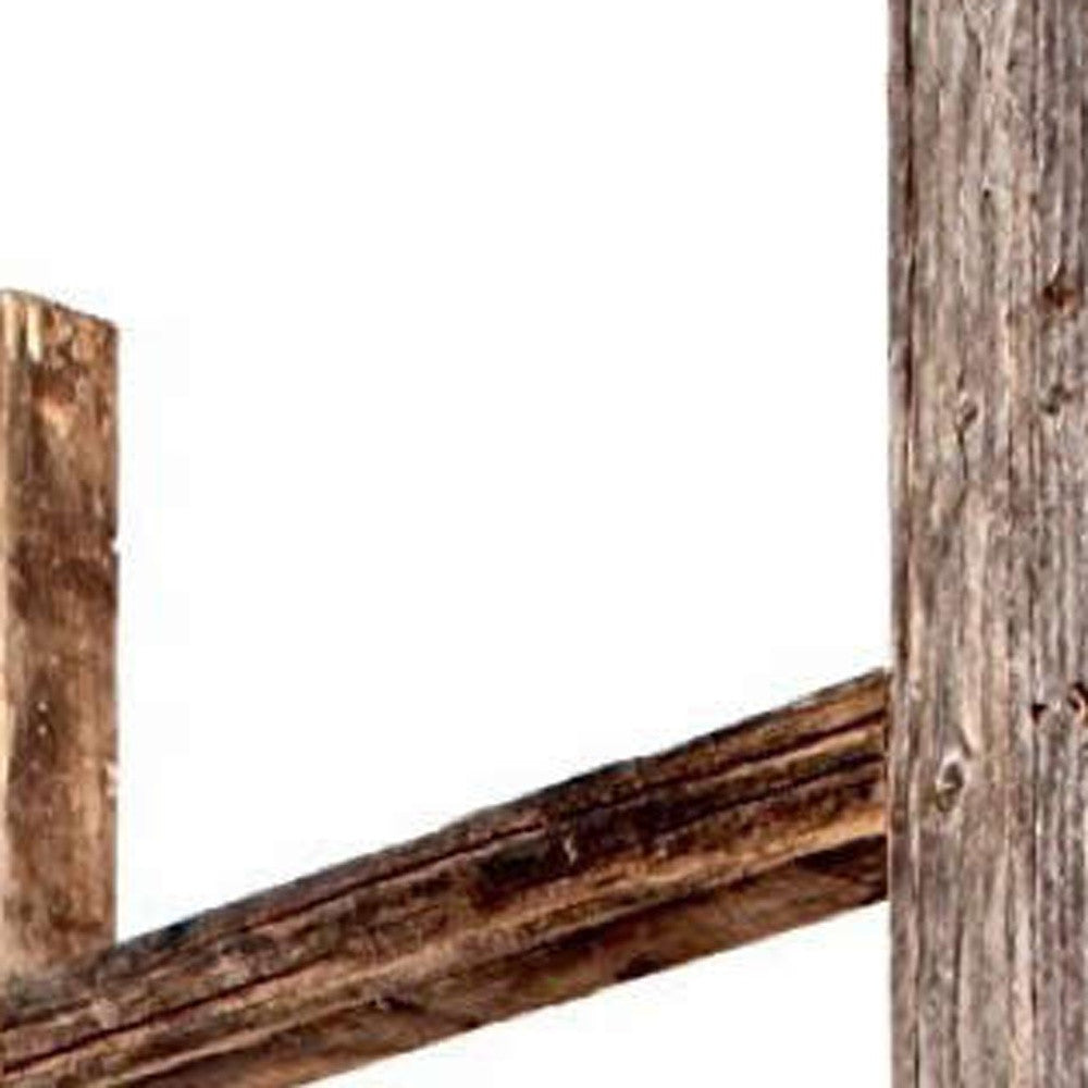 48" Gray Rustic Four Step Wood Ladder Shelf-2