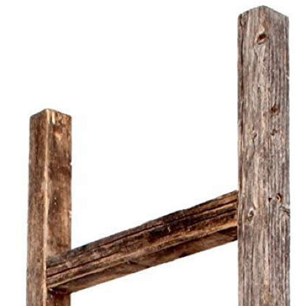 48" Gray Rustic Four Step Wood Ladder Shelf-3