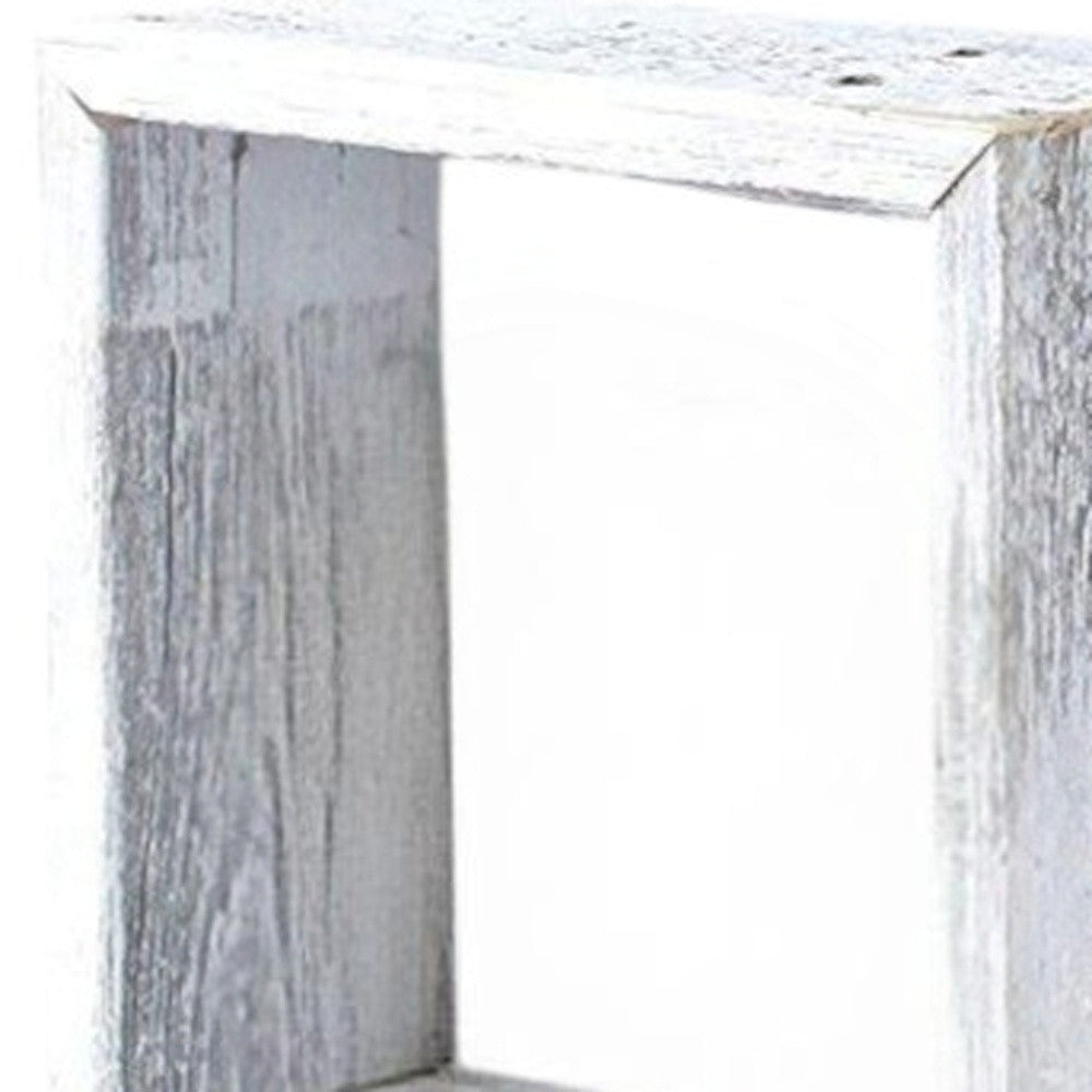 Set Of 3 Square Rustic White Wash Wood Open Box Shelve-2