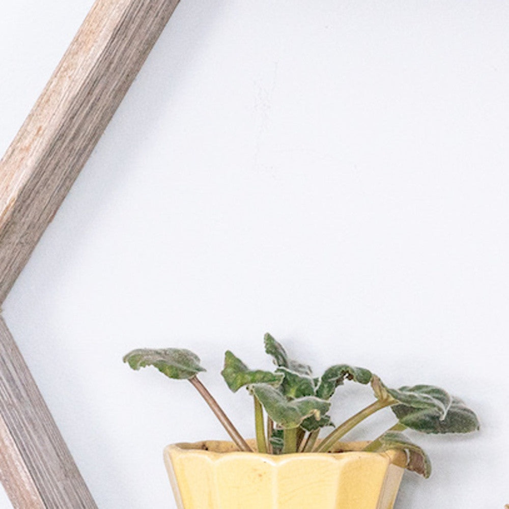 Set of Three Gray Wood Hexagon Wood Open Box Shelves-7