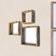 Rustic Farmhouse Set Of 3 Square Shadow Box Shelves-0