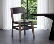 Black And Brown Metal and Wood Open Back Dining Side Chair-Dining Chairs-DECOROLALA