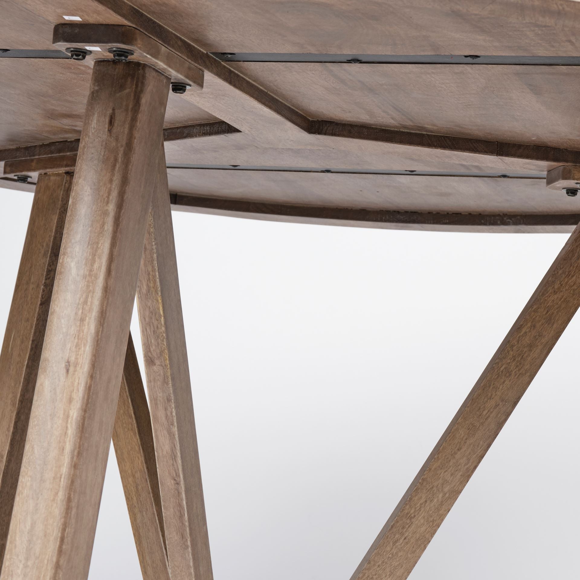 60" Brown Rounded Solid Wood Pedestal Base Dining Table-Dining Tables-DECOROLALA
