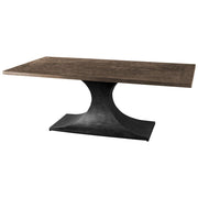 79" Brown And Black Solid Wood And Metal Pedestal Base Dining Table-Dining Tables-DECOROLALA