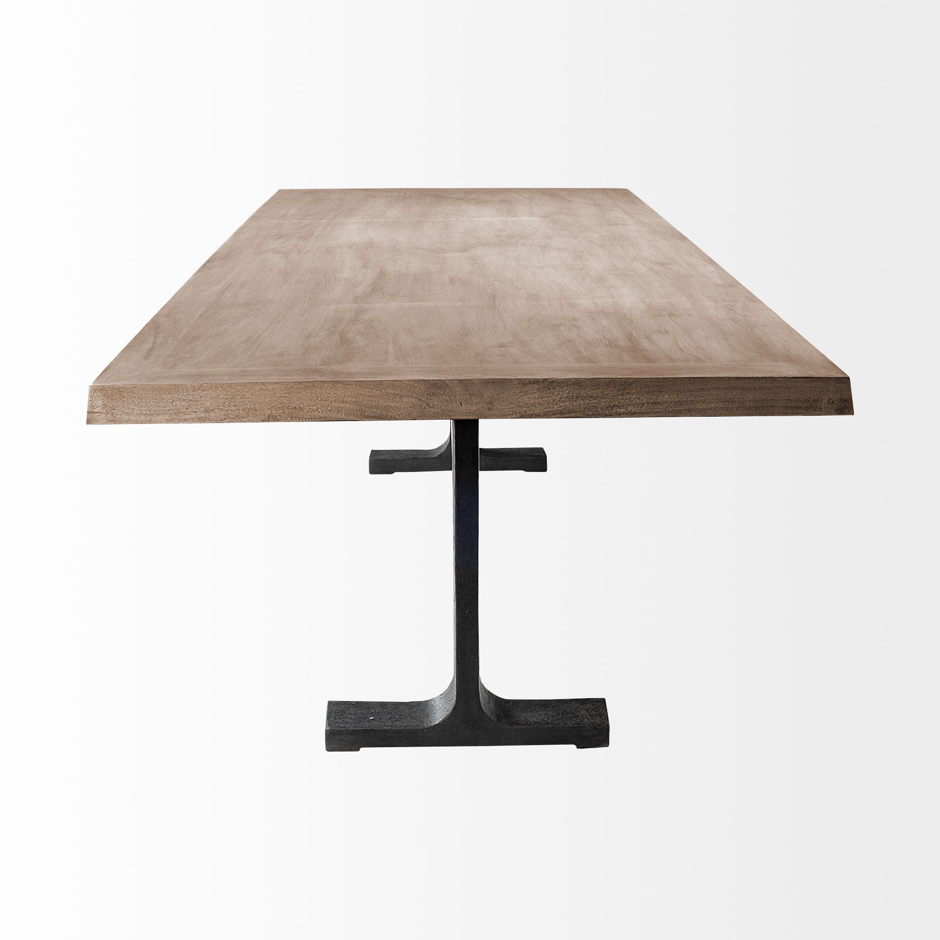96" Natural And Black Solid Wood And Metal Trestle Base Dining Table-Dining Tables-DECOROLALA