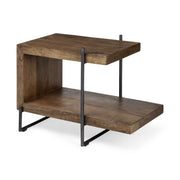 22" Brown Solid Wood Square End Table-End-Side Tables-DECOROLALA