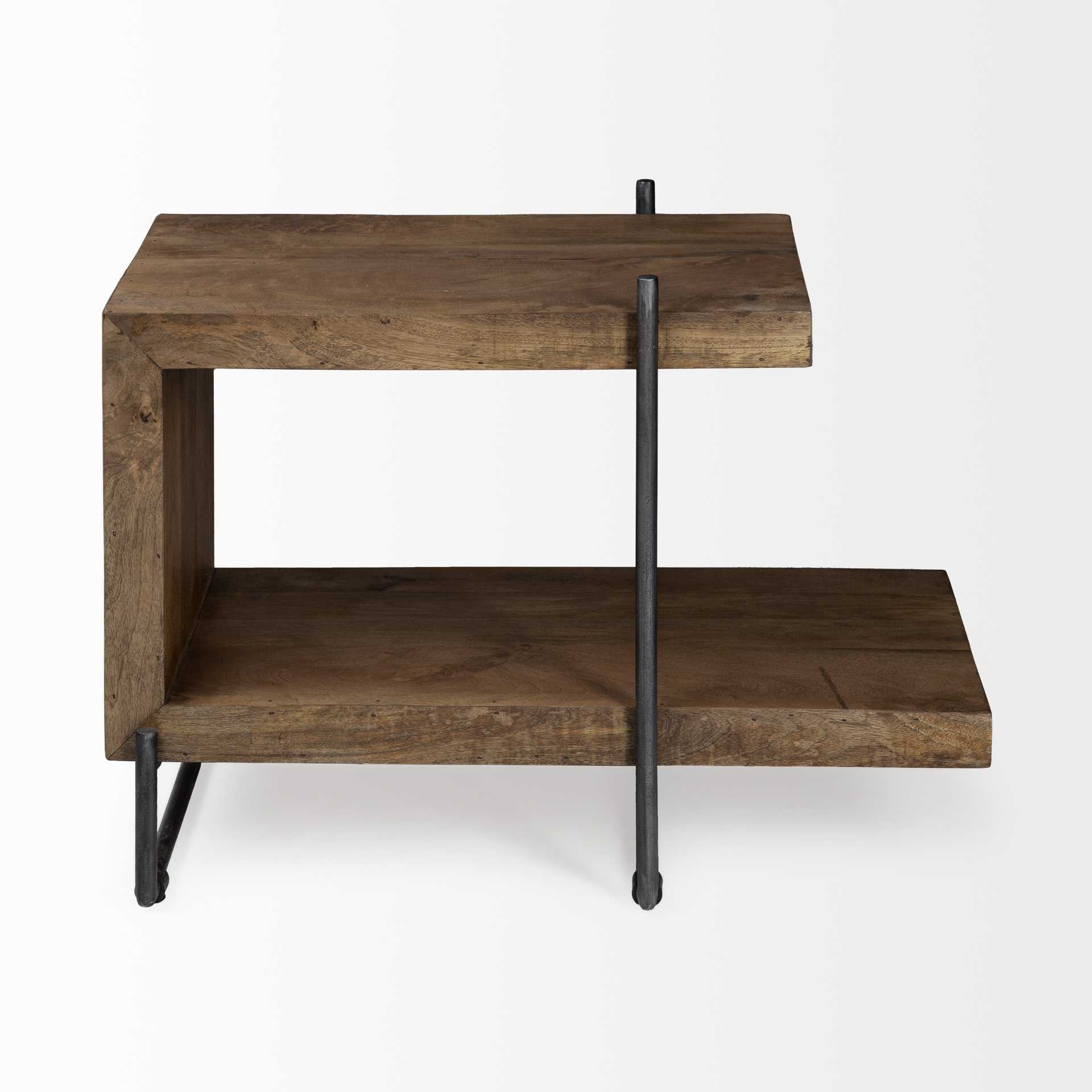 22" Brown Solid Wood Square End Table-End-Side Tables-DECOROLALA