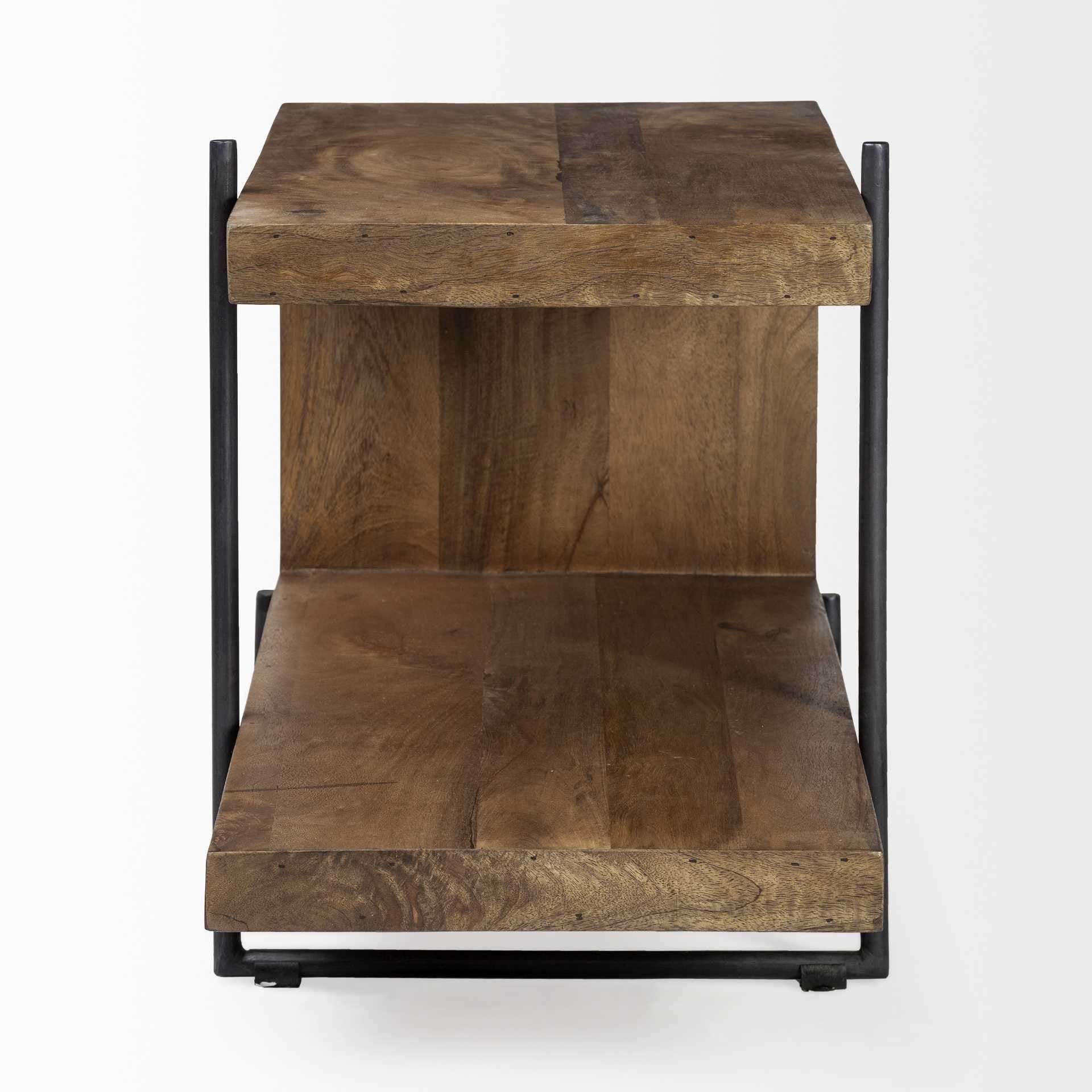 22" Brown Solid Wood Square End Table-End-Side Tables-DECOROLALA