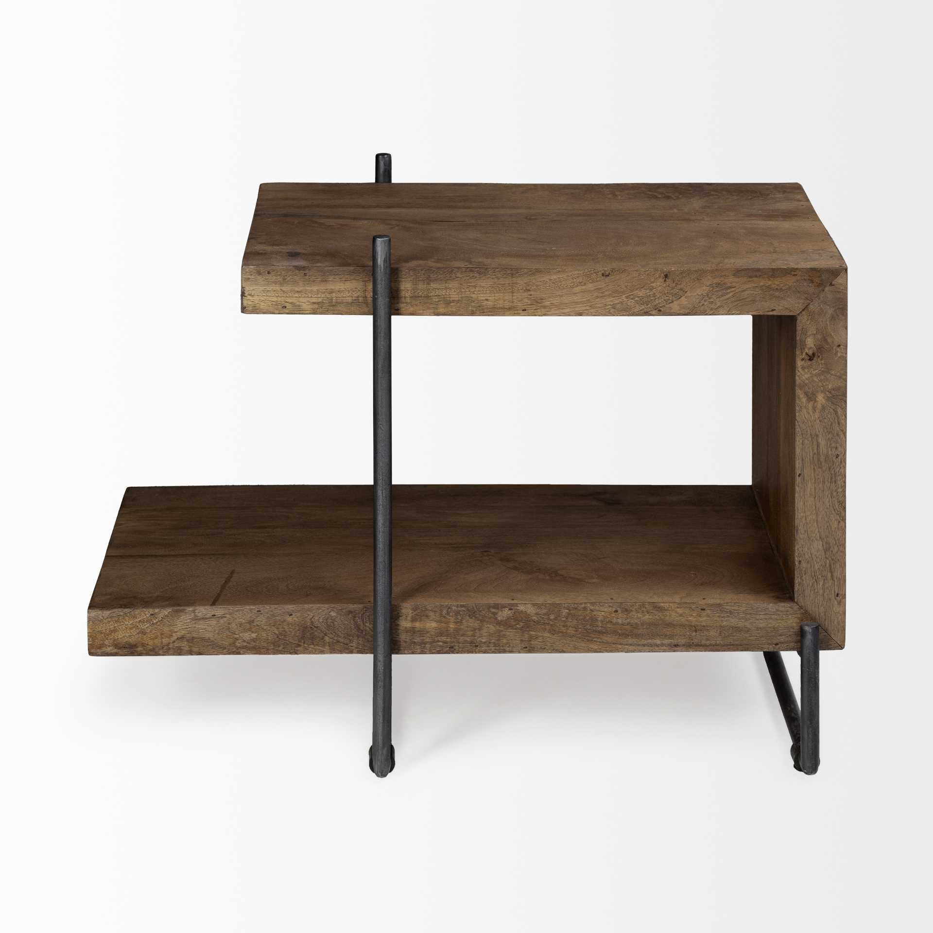 22" Brown Solid Wood Square End Table-End-Side Tables-DECOROLALA