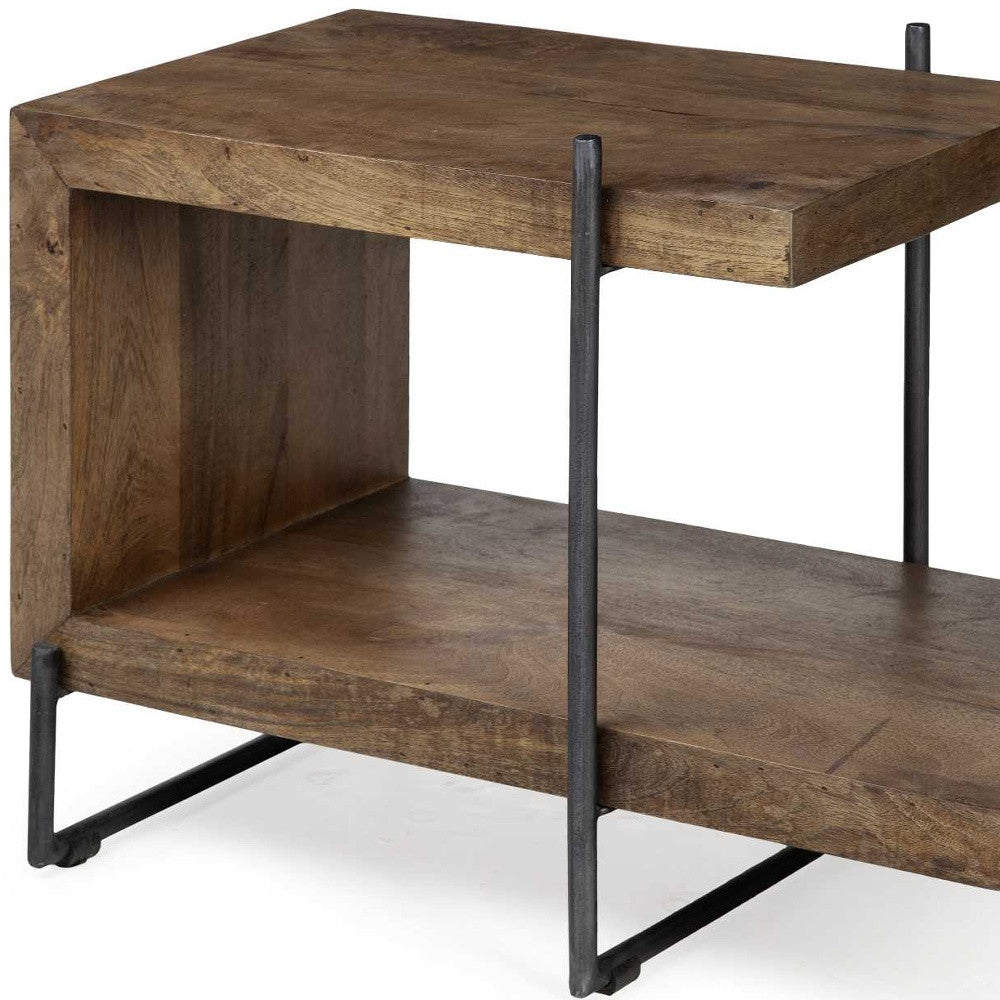 22" Brown Solid Wood Square End Table-End-Side Tables-DECOROLALA