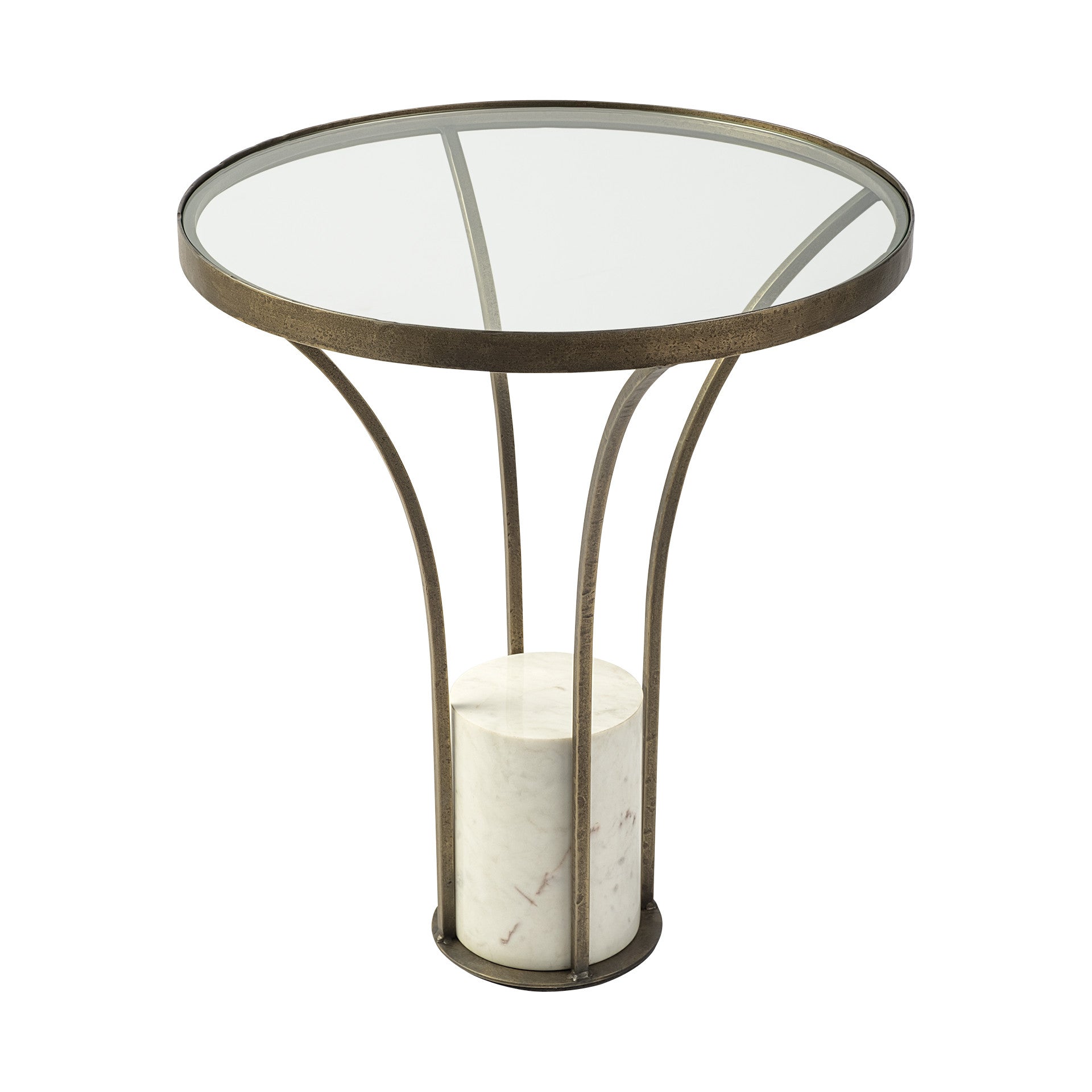24" Black And White Glass Round End Table-End-Side Tables-DECOROLALA