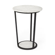 25" Black And White Marble End Table-End-Side Tables-DECOROLALA