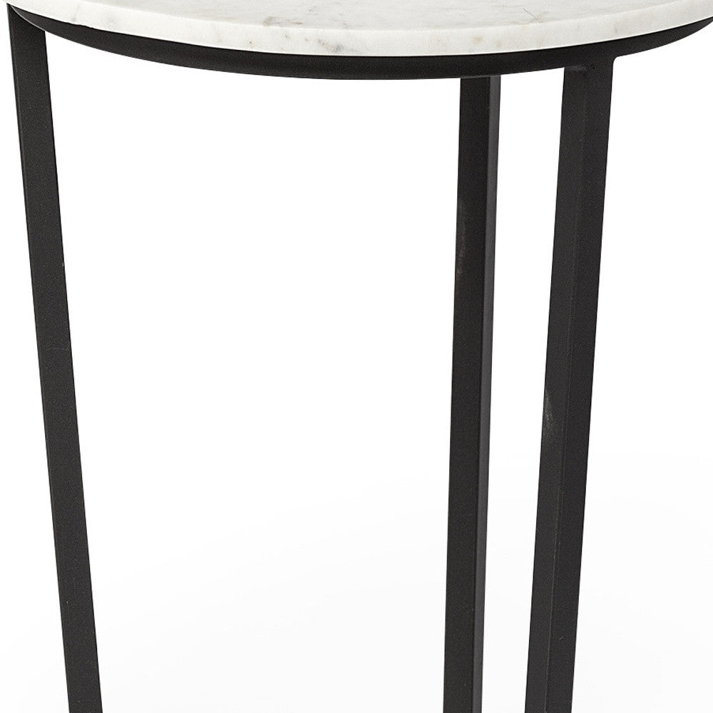 25" Black And White Marble End Table-End-Side Tables-DECOROLALA