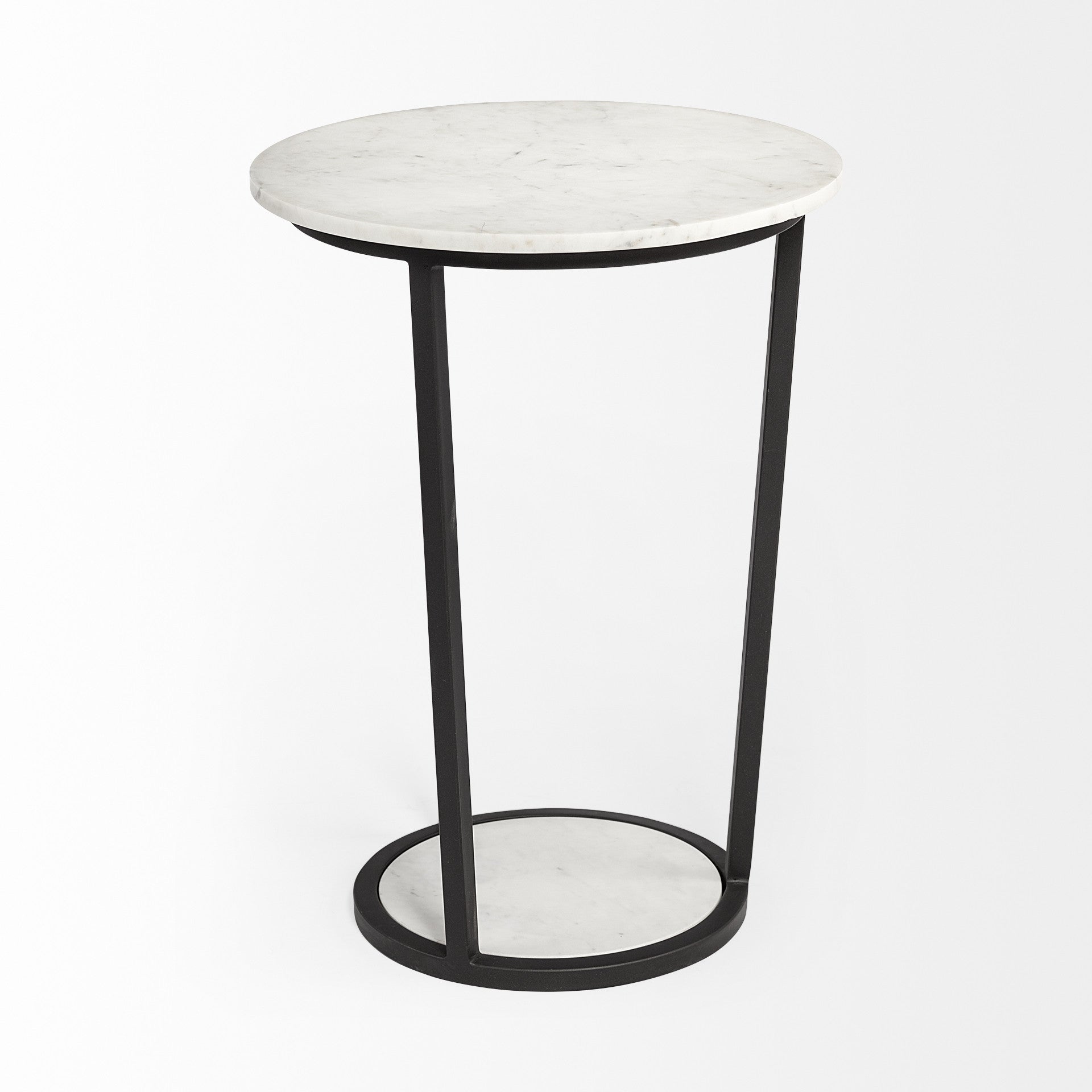 25" Black And White Marble End Table-End-Side Tables-DECOROLALA