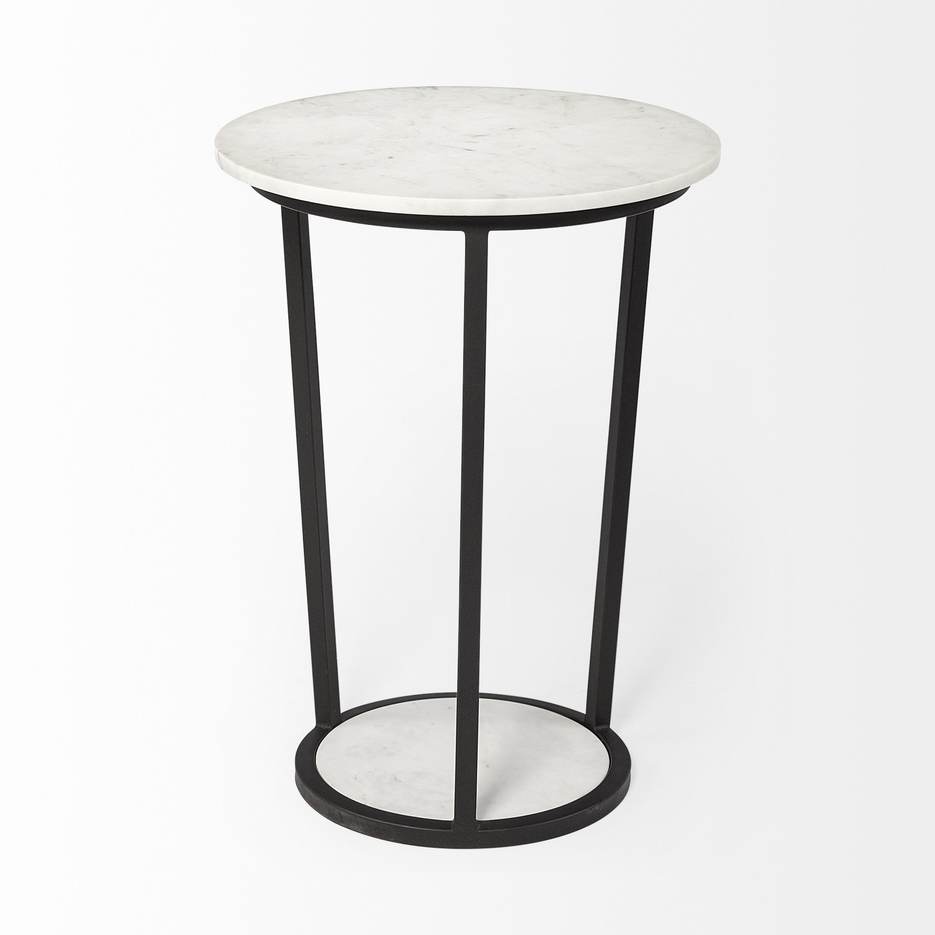 25" Black And White Marble End Table-End-Side Tables-DECOROLALA