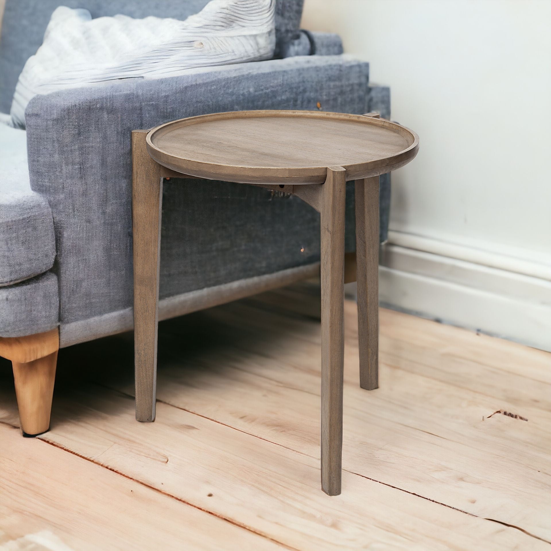 24" Brown Round End Table-End-Side Tables-DECOROLALA