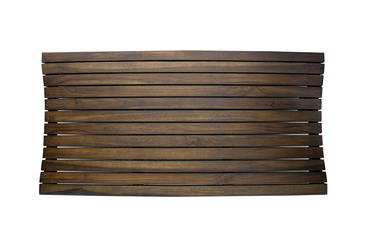 31" Dark Brown Teak Slat Non Slip Bath Mat-1