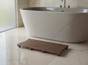 31" Dark Brown Teak Slat Non Slip Bath Mat-Bath Rugs-DECOROLALA