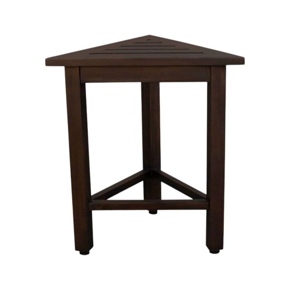 17" Dark Brown Teak Corner Shower Bench-2