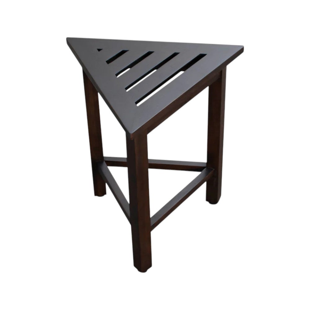 17" Dark Brown Teak Corner Shower Bench-5