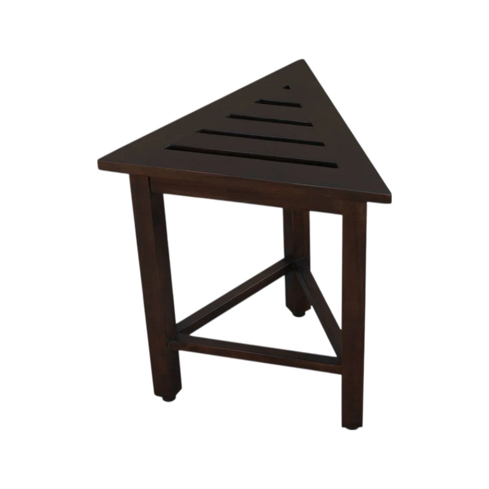 17" Dark Brown Teak Corner Shower Bench-6