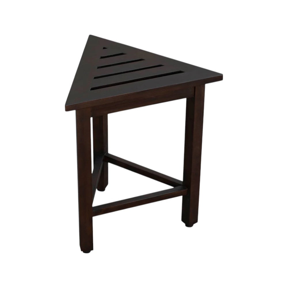 17" Dark Brown Teak Corner Shower Bench-3