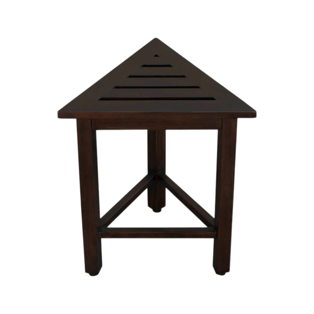 17" Dark Brown Teak Corner Shower Bench-4
