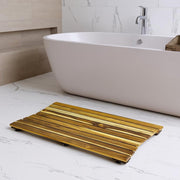 23" Brown Teak Slat Non Slip Bath Mat-0