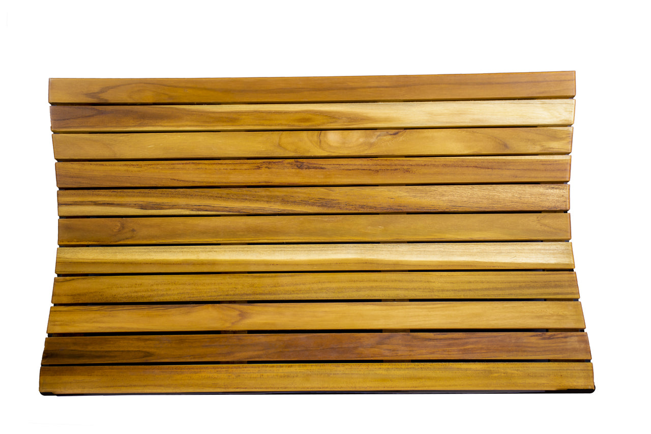 31" Brown Teak Slat Non Slip Bath Mat-1