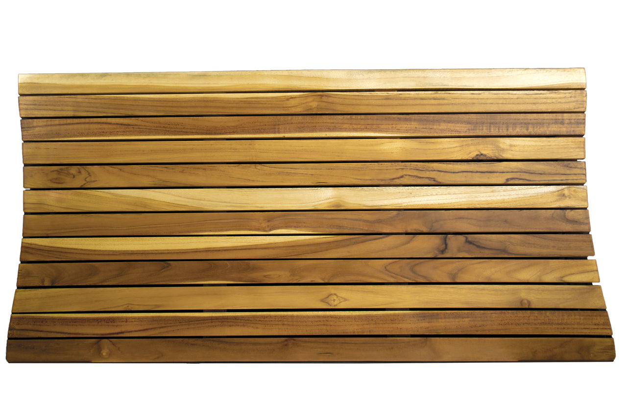 40" Brown Teak Slat Non Slip Bath Mat-Bath Rugs-DECOROLALA